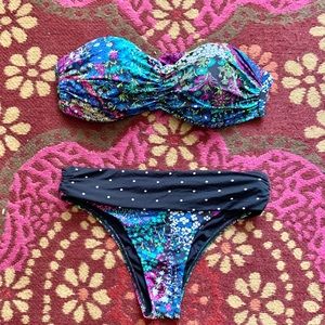 Vitamin A Swimsuit flowers and Polka dots Bandeau